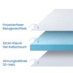 BedStory Gelschaum Matratzentopper 180x200cm, 10cm, H3/H4 – Bild 2