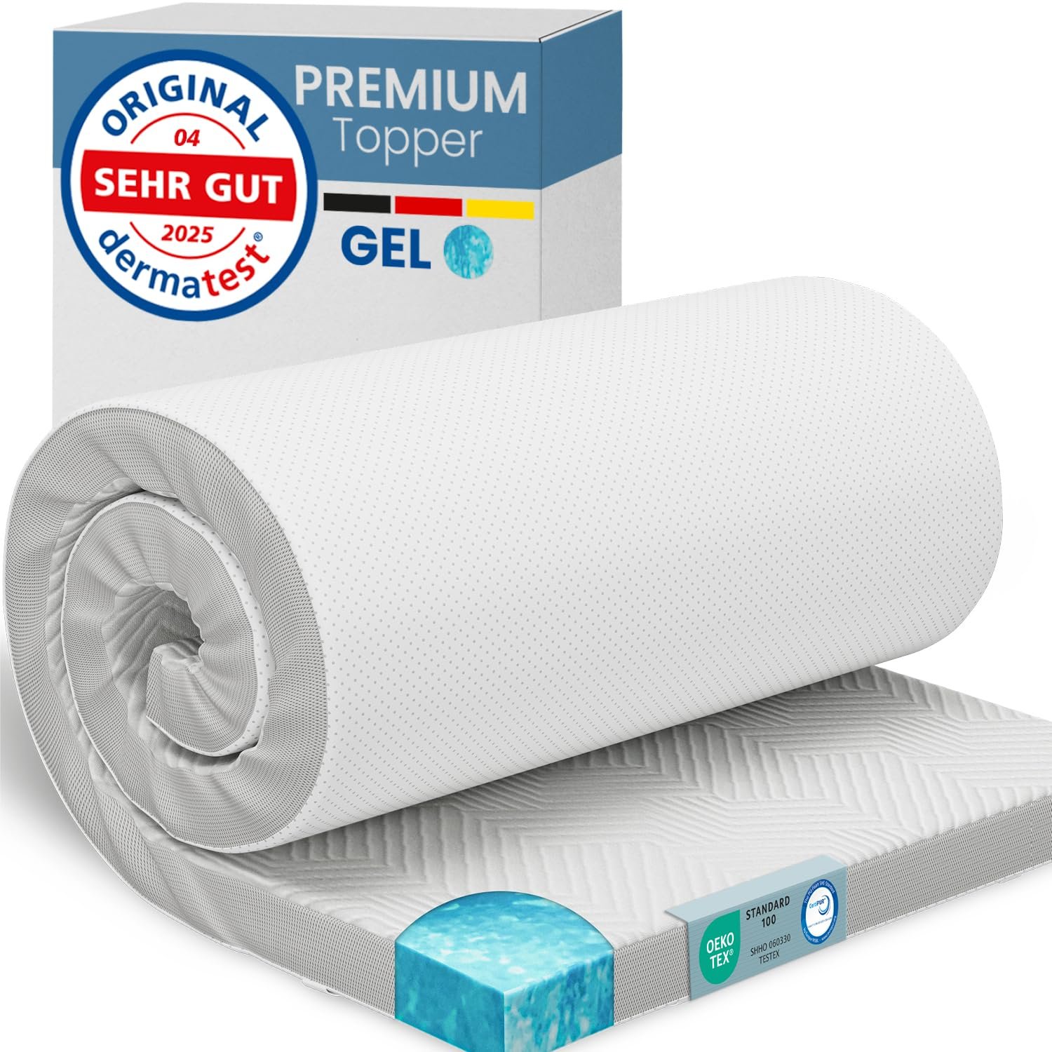 71AqUha_05L ELONEO Gel Topper 90x200 cm – 5 cm Gel-Memory-Schaum Matratzentopper – Bild 1