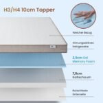 BedStory Matratzentopper 180x200cm 10cm Gel Memory Foam H3/H4 – Bild 2