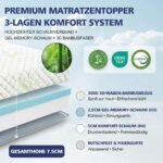 Waxberry Matratzentopper 180x200cm H3/H4 Gel-Memory-Schaum – Bild 2