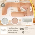 Ellphie Seitenschläferkissen XL – Memory Foam, Baumwolle, braun – Bild 2