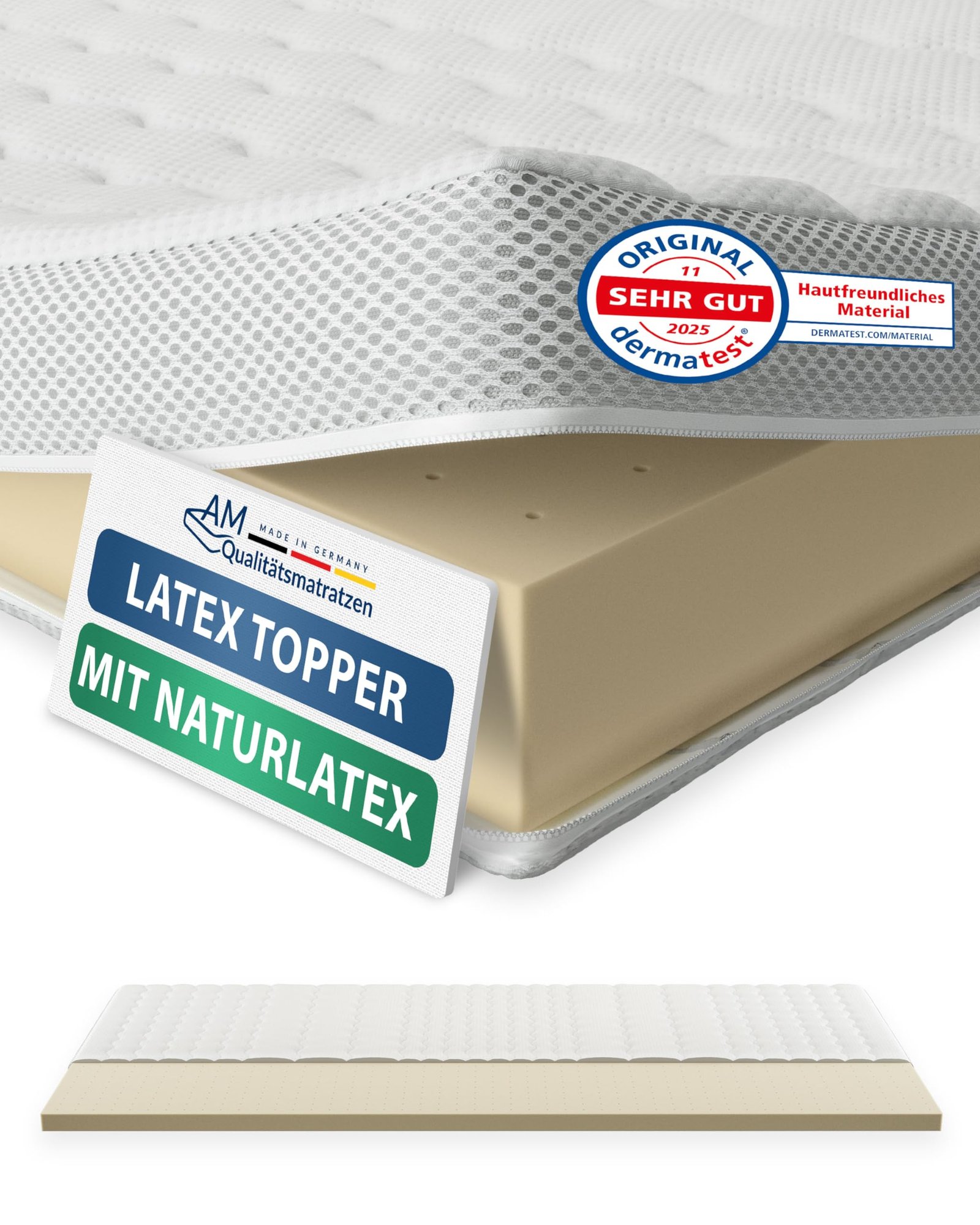 81dhnNfmeGL AM Qualitätsmatratzen Latex Topper 180x200 cm RG65 6cm – Bild 1