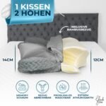 Glückstoff® Ergonomisches Kissen (für alle Schlaftypen) Kopfkissen aus Memory Foam | Nackenstützkissen Ergonomisches Kopfkissen Seitenschläferkissen Grau – Bild 3