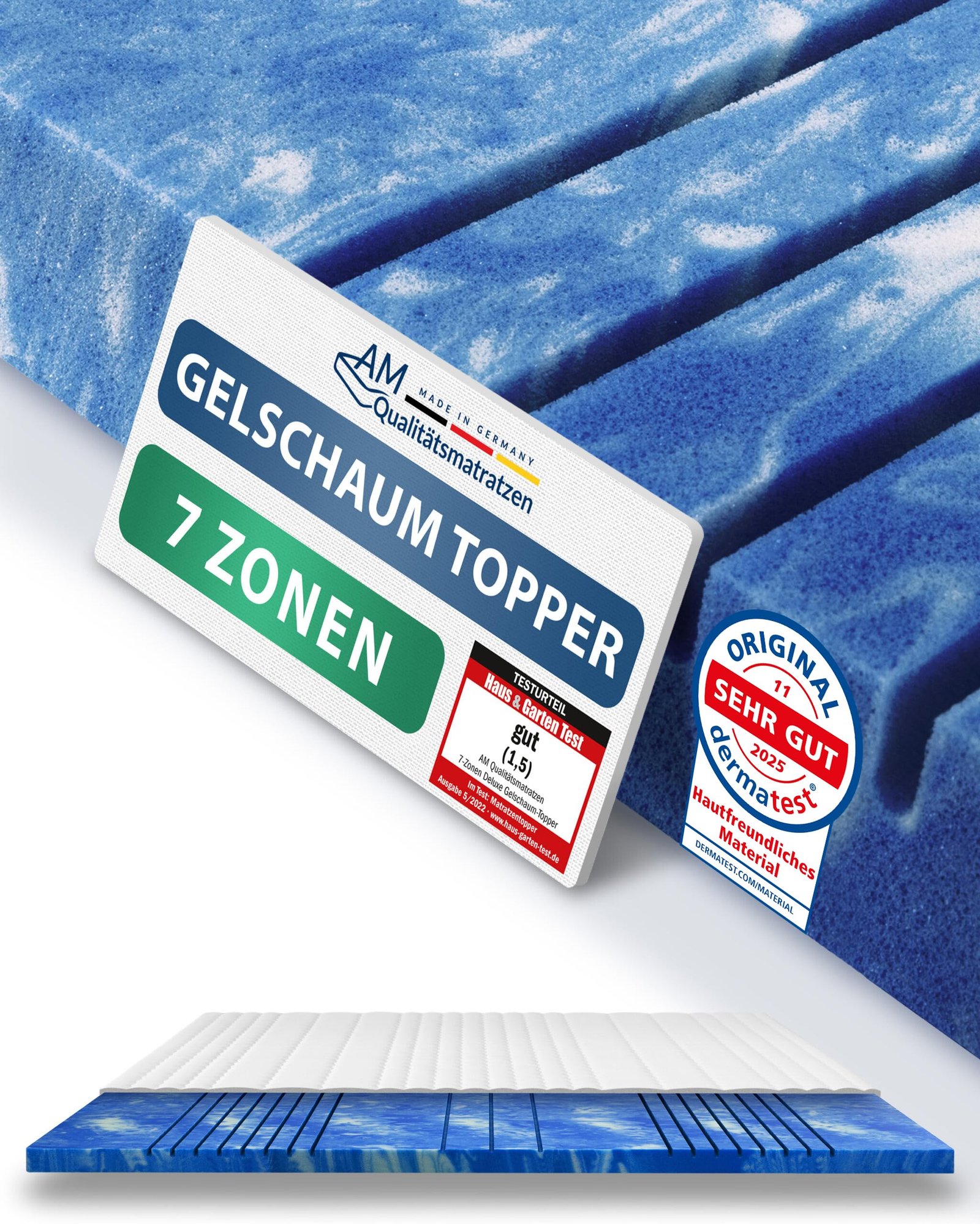 91RL5iy9SNL AM 7 Zonen Gel Topper 180x200 cm RG50 – Made in Germany – Bild 1